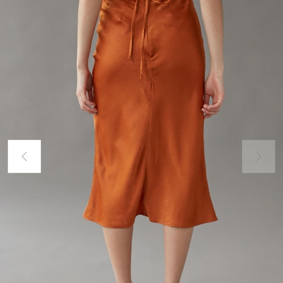 Urban Outfitters Orange Strappy Satin Midi Skirt - Picture 5 of 8